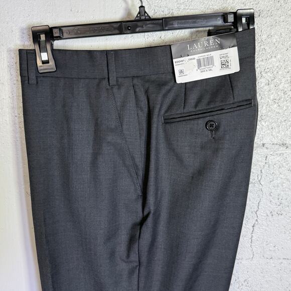 Ralph Lauren Men's Classic-Fit  Flat Front Suit Pants Charcoal 36x34 $190 - Picture 1 of 8